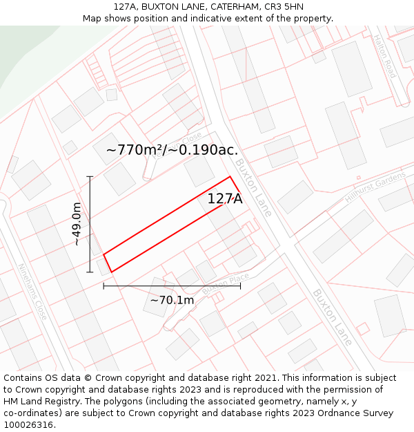 127A, BUXTON LANE, CATERHAM, CR3 5HN: Plot and title map