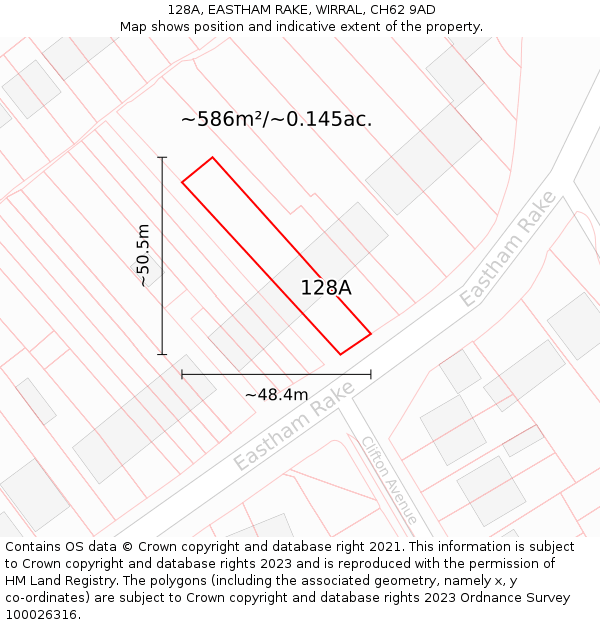 128A, EASTHAM RAKE, WIRRAL, CH62 9AD: Plot and title map