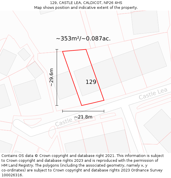 129, CASTLE LEA, CALDICOT, NP26 4HS: Plot and title map