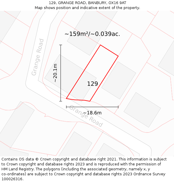 129, GRANGE ROAD, BANBURY, OX16 9AT: Plot and title map