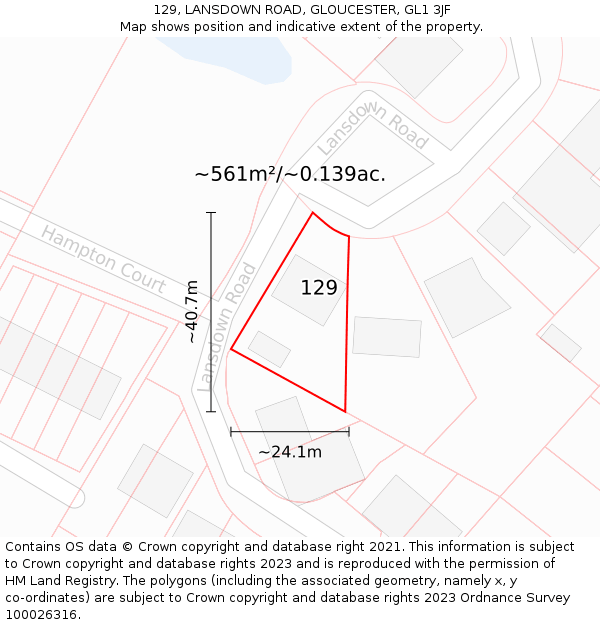 129, LANSDOWN ROAD, GLOUCESTER, GL1 3JF: Plot and title map