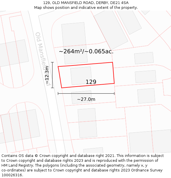 129, OLD MANSFIELD ROAD, DERBY, DE21 4SA: Plot and title map