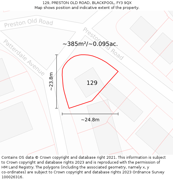 129, PRESTON OLD ROAD, BLACKPOOL, FY3 9QX: Plot and title map