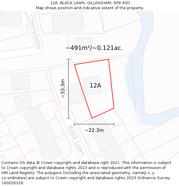 12A, BLACK LAWN, GILLINGHAM, SP8 4SD: Plot and title map