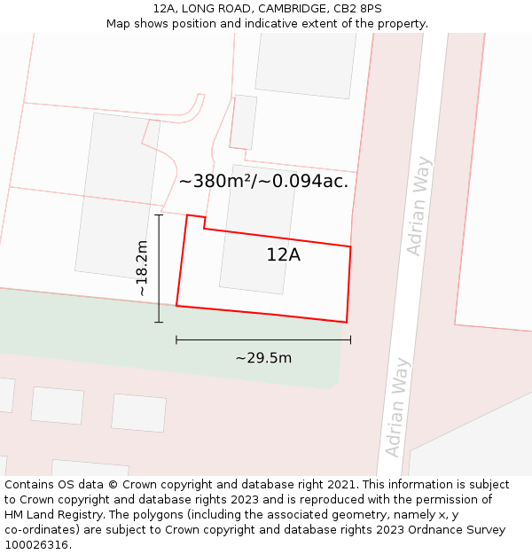 12A, LONG ROAD, CAMBRIDGE, CB2 8PS: Plot and title map