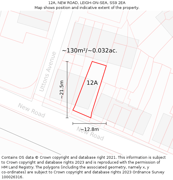 12A, NEW ROAD, LEIGH-ON-SEA, SS9 2EA: Plot and title map
