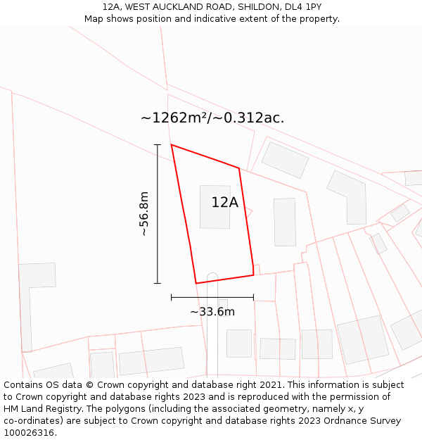 12A, WEST AUCKLAND ROAD, SHILDON, DL4 1PY: Plot and title map