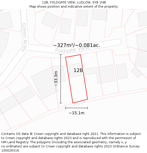 12B, FOLDGATE VIEW, LUDLOW, SY8 1NB: Plot and title map