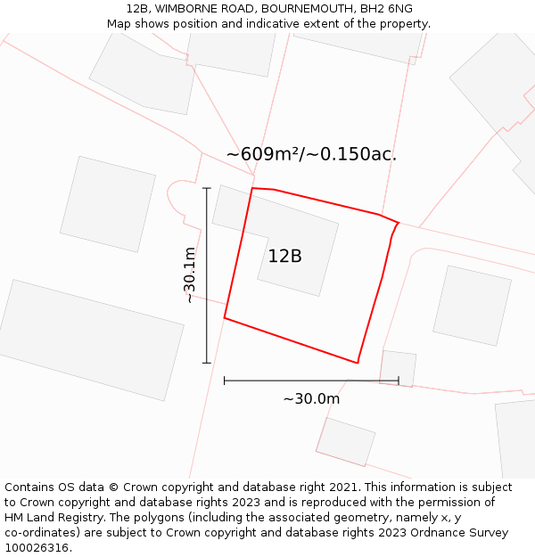 12B, WIMBORNE ROAD, BOURNEMOUTH, BH2 6NG: Plot and title map