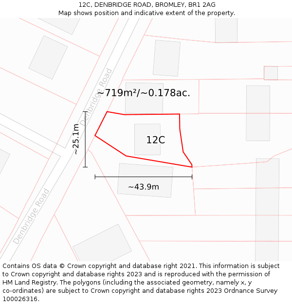 12C, DENBRIDGE ROAD, BROMLEY, BR1 2AG: Plot and title map