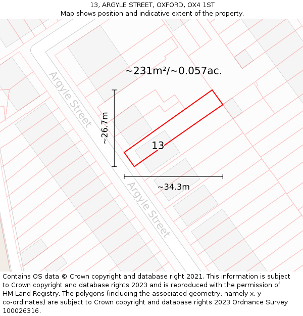 13, ARGYLE STREET, OXFORD, OX4 1ST: Plot and title map