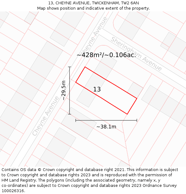 13, CHEYNE AVENUE, TWICKENHAM, TW2 6AN: Plot and title map