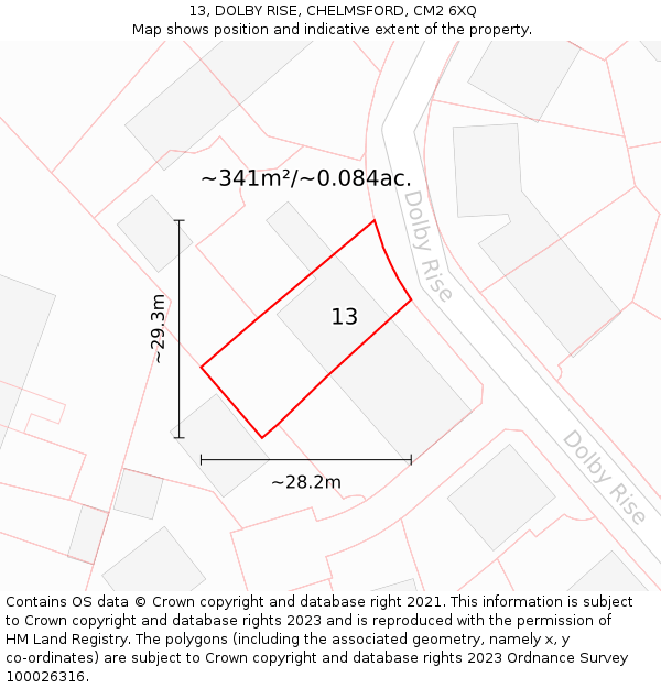 13, DOLBY RISE, CHELMSFORD, CM2 6XQ: Plot and title map