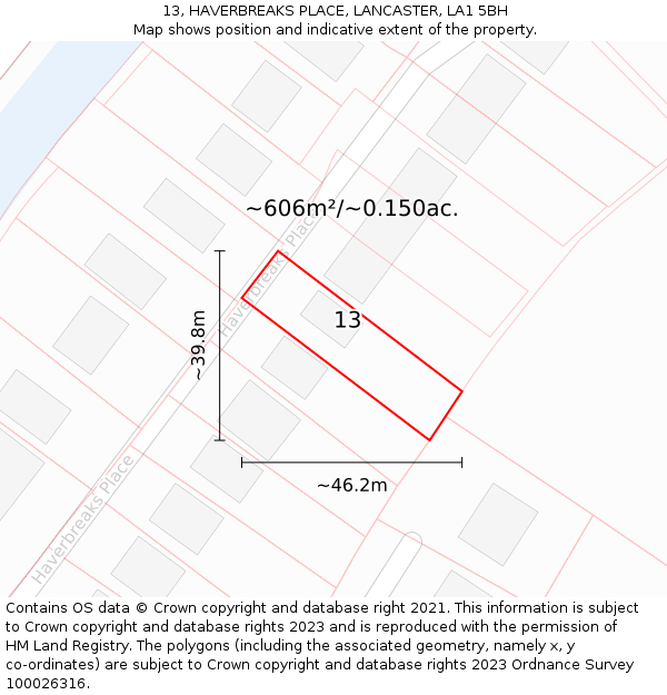 13, HAVERBREAKS PLACE, LANCASTER, LA1 5BH: Plot and title map