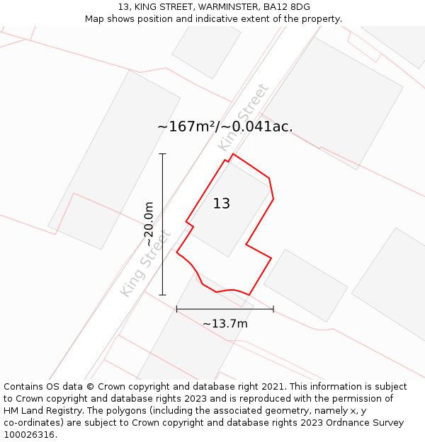 13, KING STREET, WARMINSTER, BA12 8DG: Plot and title map