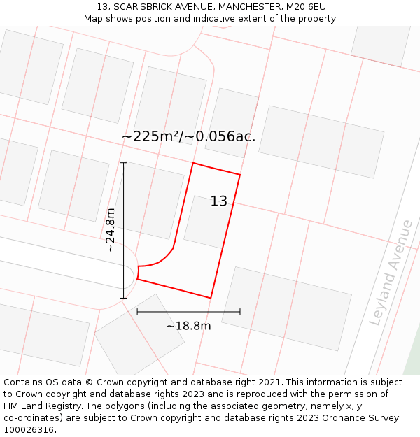 13, SCARISBRICK AVENUE, MANCHESTER, M20 6EU: Plot and title map