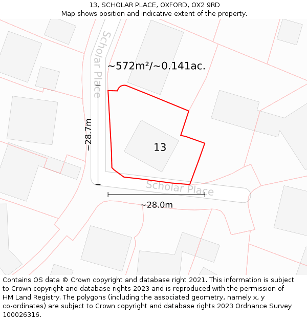 13, SCHOLAR PLACE, OXFORD, OX2 9RD: Plot and title map