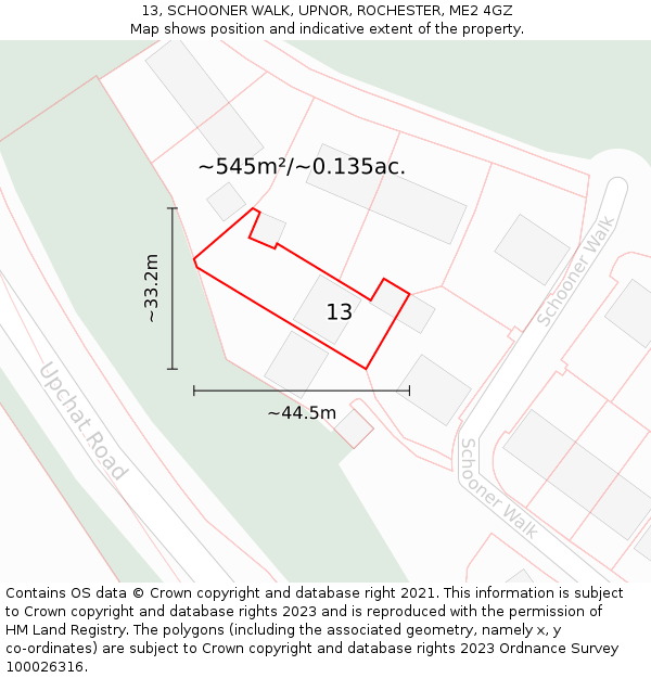 13, SCHOONER WALK, UPNOR, ROCHESTER, ME2 4GZ: Plot and title map