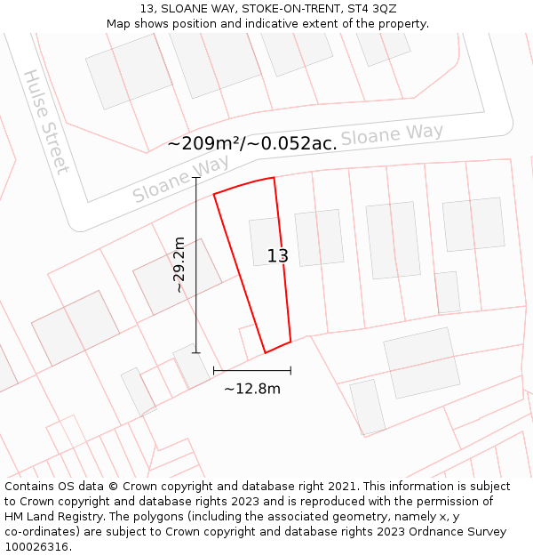 13, SLOANE WAY, STOKE-ON-TRENT, ST4 3QZ: Plot and title map