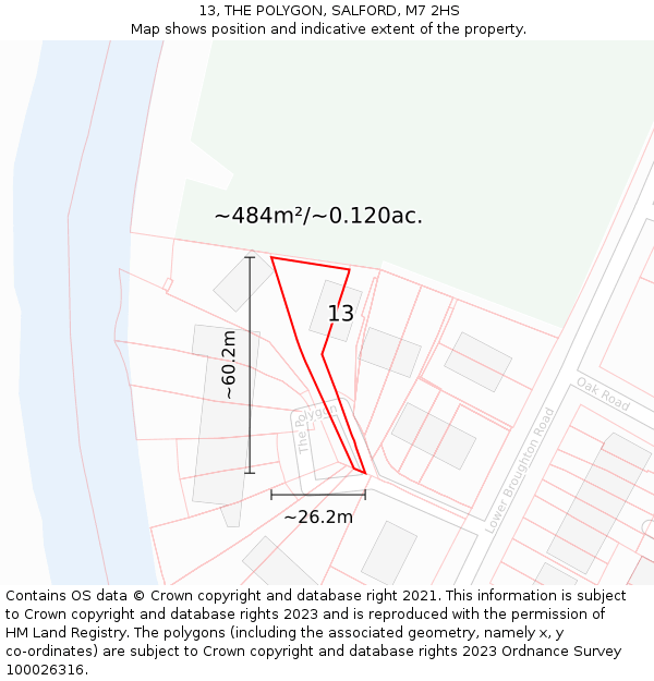 13, THE POLYGON, SALFORD, M7 2HS: Plot and title map