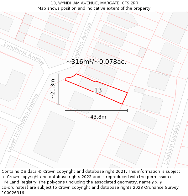 13, WYNDHAM AVENUE, MARGATE, CT9 2PR: Plot and title map