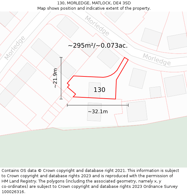 130, MORLEDGE, MATLOCK, DE4 3SD: Plot and title map