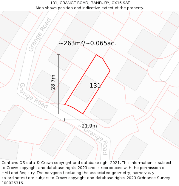 131, GRANGE ROAD, BANBURY, OX16 9AT: Plot and title map