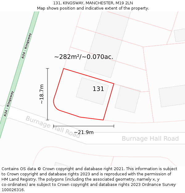 131, KINGSWAY, MANCHESTER, M19 2LN: Plot and title map