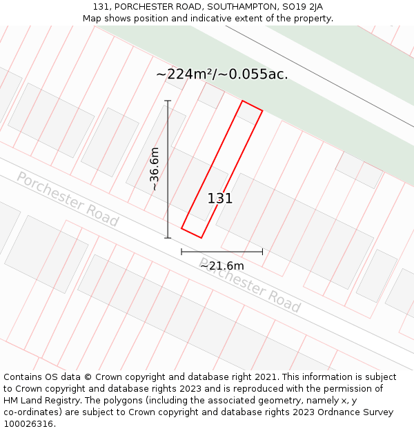 131, PORCHESTER ROAD, SOUTHAMPTON, SO19 2JA: Plot and title map