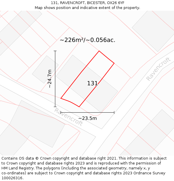 131, RAVENCROFT, BICESTER, OX26 6YF: Plot and title map