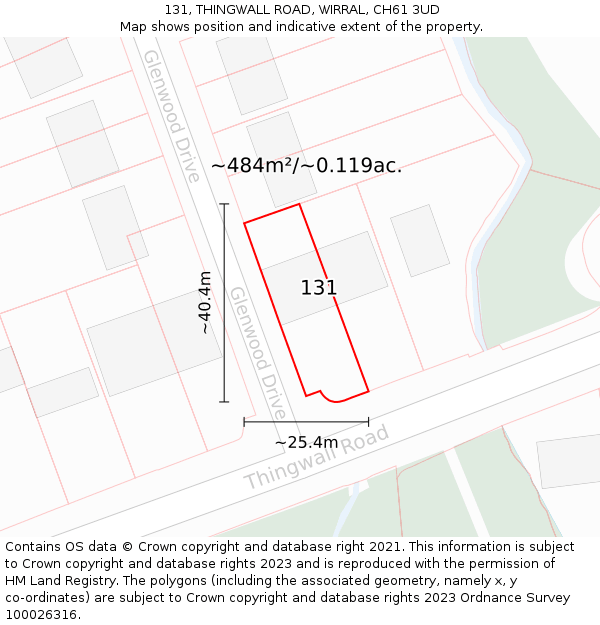 131, THINGWALL ROAD, WIRRAL, CH61 3UD: Plot and title map