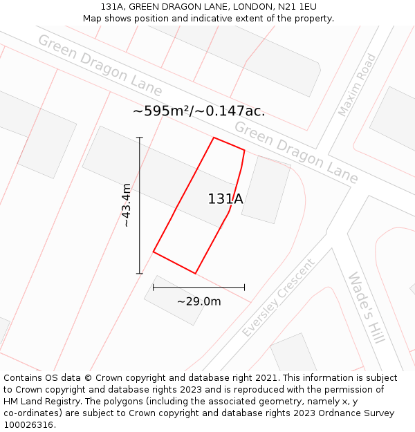 131A, GREEN DRAGON LANE, LONDON, N21 1EU: Plot and title map