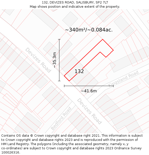 132, DEVIZES ROAD, SALISBURY, SP2 7LT: Plot and title map