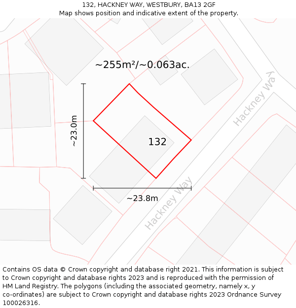 132, HACKNEY WAY, WESTBURY, BA13 2GF: Plot and title map