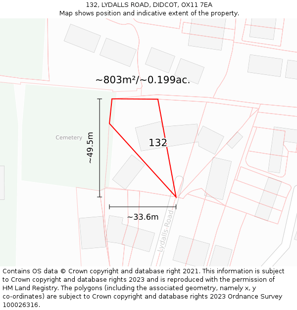 132, LYDALLS ROAD, DIDCOT, OX11 7EA: Plot and title map