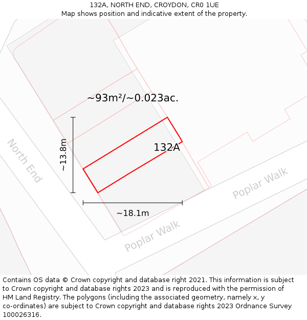 132A, NORTH END, CROYDON, CR0 1UE: Plot and title map