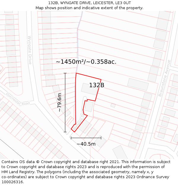 132B, WYNGATE DRIVE, LEICESTER, LE3 0UT: Plot and title map