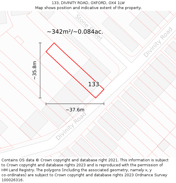 133, DIVINITY ROAD, OXFORD, OX4 1LW: Plot and title map