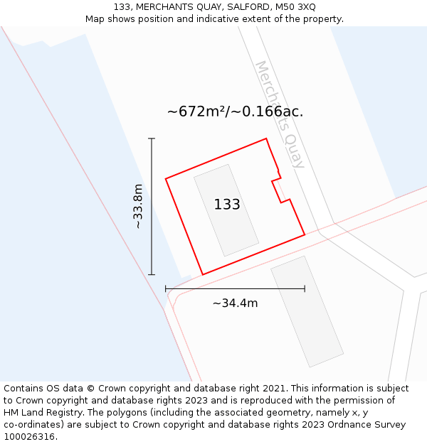 133, MERCHANTS QUAY, SALFORD, M50 3XQ: Plot and title map