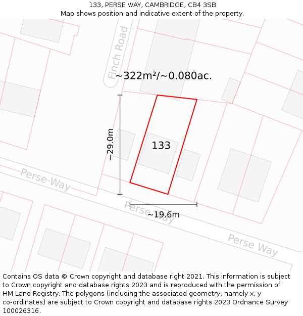 133, PERSE WAY, CAMBRIDGE, CB4 3SB: Plot and title map