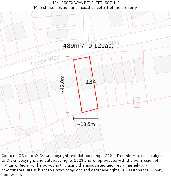 134, ESSEX WAY, BENFLEET, SS7 1LP: Plot and title map