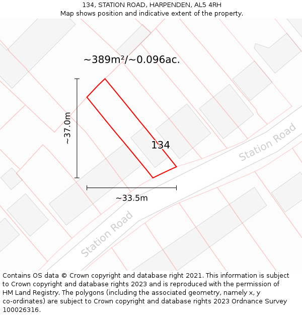 134, STATION ROAD, HARPENDEN, AL5 4RH: Plot and title map