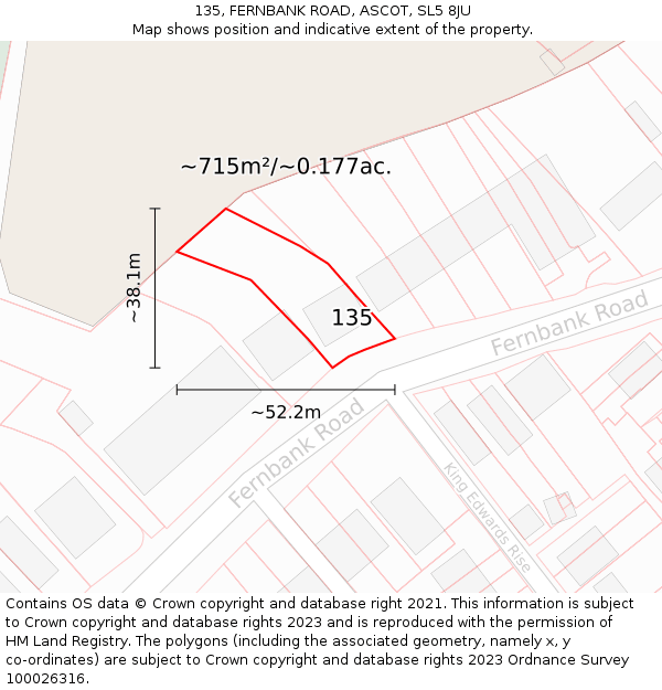 135, FERNBANK ROAD, ASCOT, SL5 8JU: Plot and title map