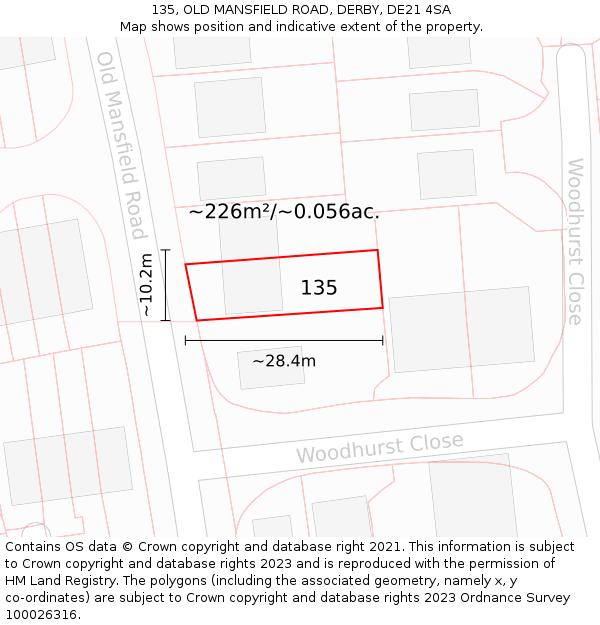 135, OLD MANSFIELD ROAD, DERBY, DE21 4SA: Plot and title map
