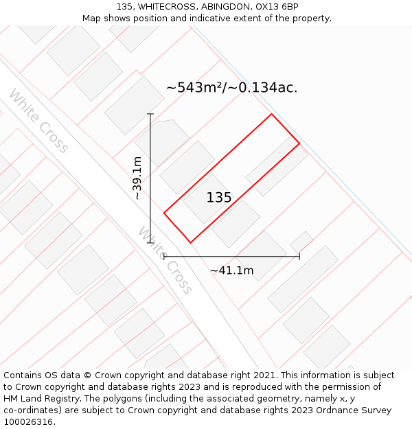 135, WHITECROSS, ABINGDON, OX13 6BP: Plot and title map