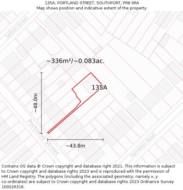135A, PORTLAND STREET, SOUTHPORT, PR8 6RA: Plot and title map