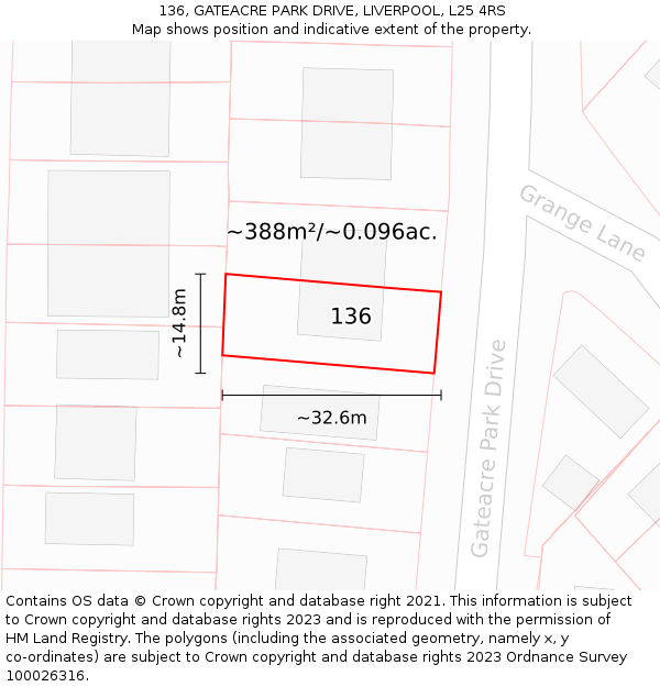 136, GATEACRE PARK DRIVE, LIVERPOOL, L25 4RS: Plot and title map