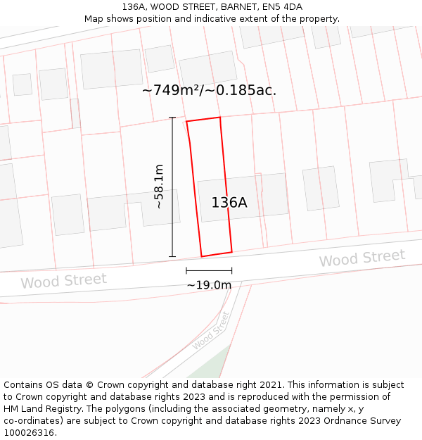 136A, WOOD STREET, BARNET, EN5 4DA: Plot and title map