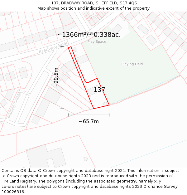137, BRADWAY ROAD, SHEFFIELD, S17 4QS: Plot and title map