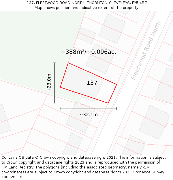 137, FLEETWOOD ROAD NORTH, THORNTON-CLEVELEYS, FY5 4BZ: Plot and title map